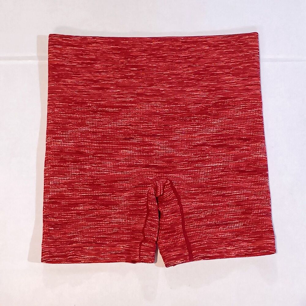 Colsie Seamless Bike Shorts-Small-Red Marbled-Elastic Waist-5" Inseam-Activewear